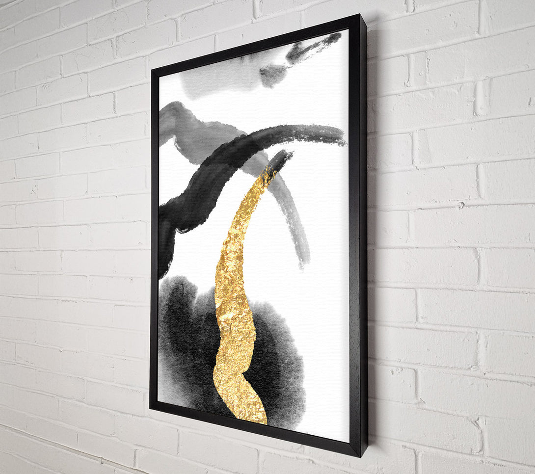  A Canvas Print of Black Abstract And Gold Canvas Print