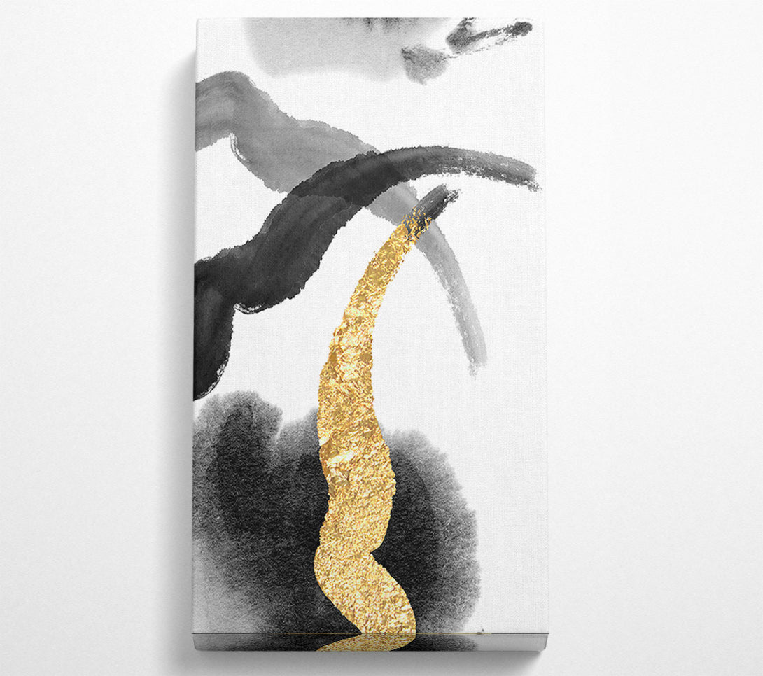  A Canvas Print of Black Abstract And Gold Canvas Print