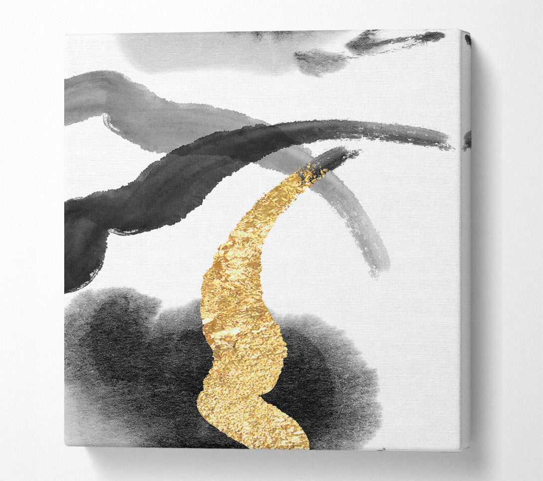  A Canvas Print of Black Abstract And Gold Canvas Print