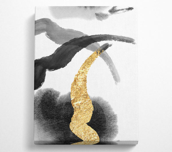  A Canvas Print of Black Abstract And Gold Canvas Print
