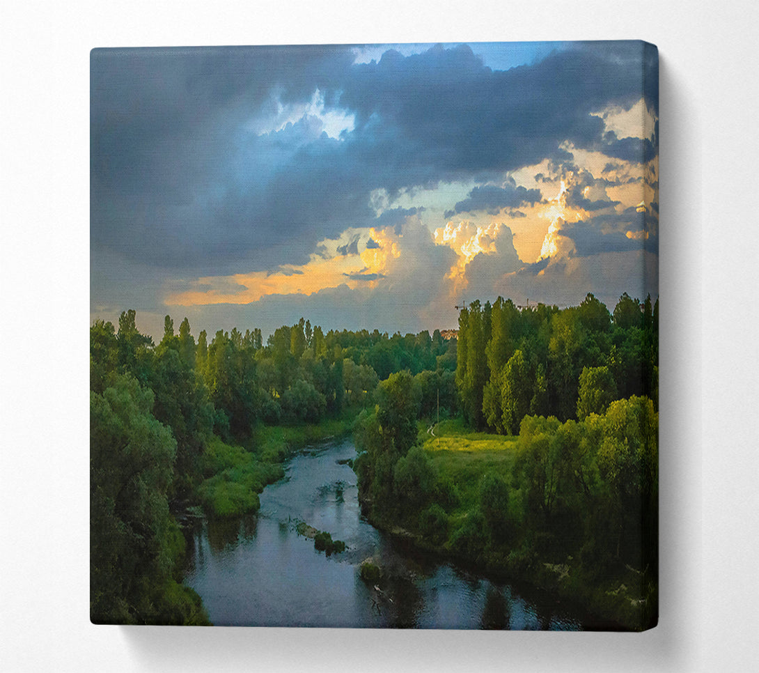  A Canvas Print of Golden River Sky Canvas Wall Art