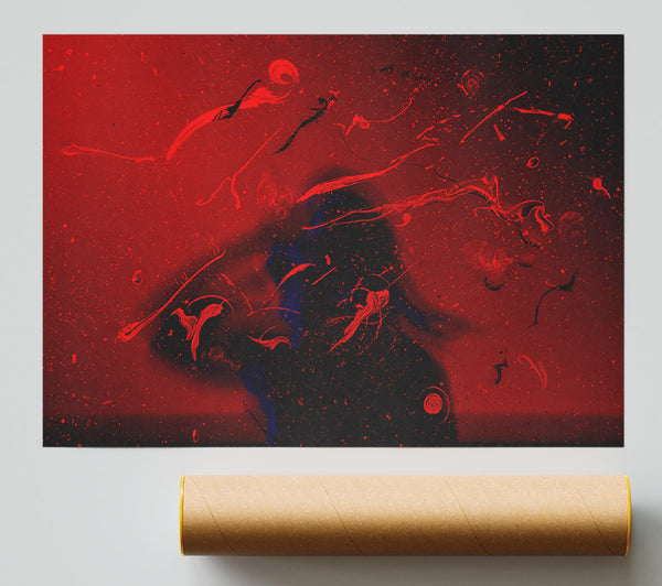 Red Splatters And Silhouettes Giclee Print