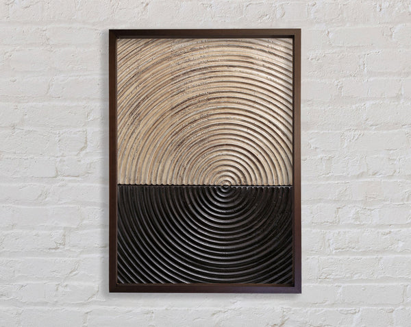 Walnut And Gold Circles Framed Print