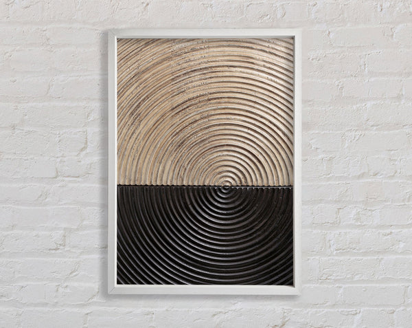 White And Gold Circles Framed Print