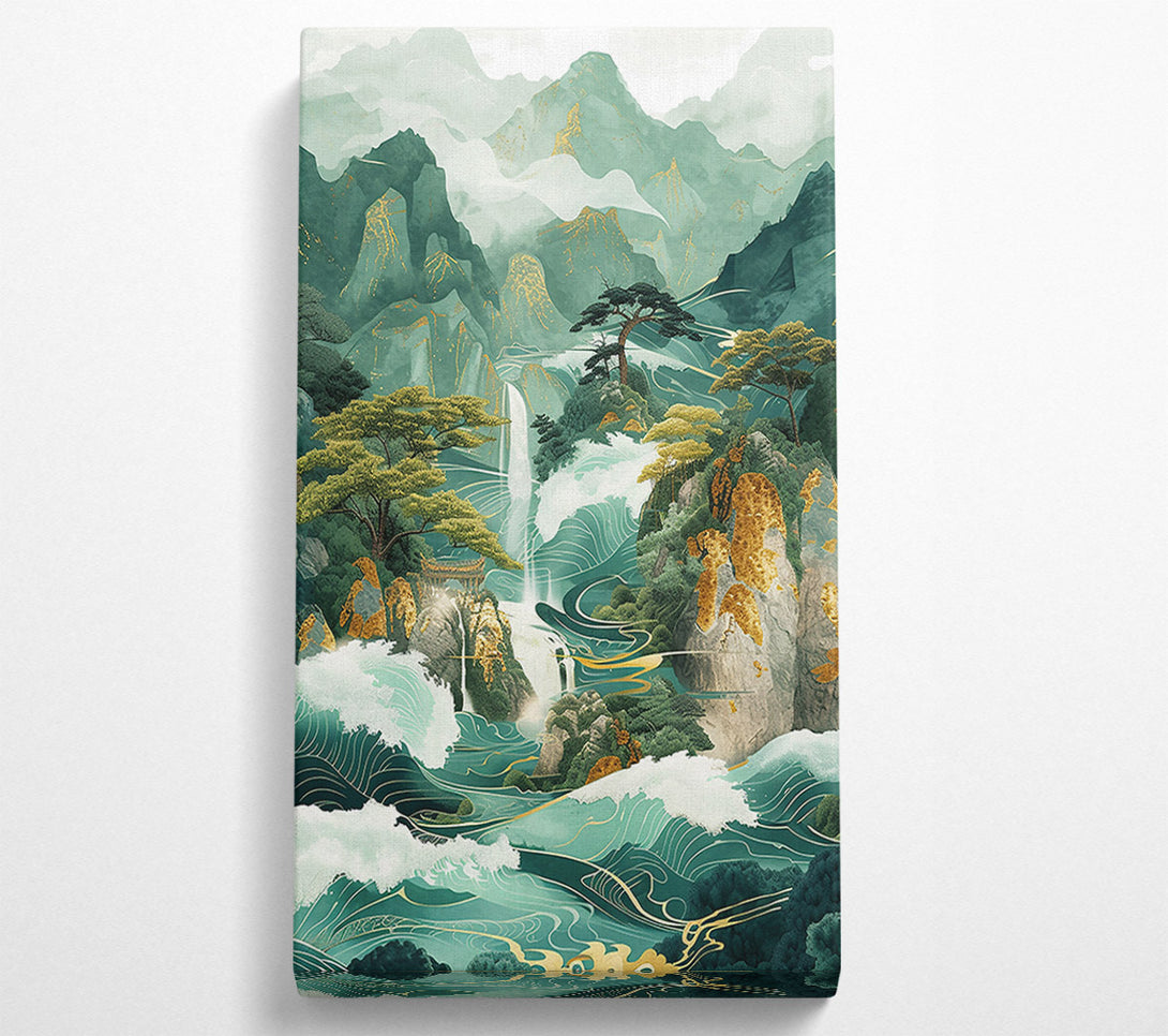  A Canvas Print of Jade Waterfall Dreamscape Canvas Art