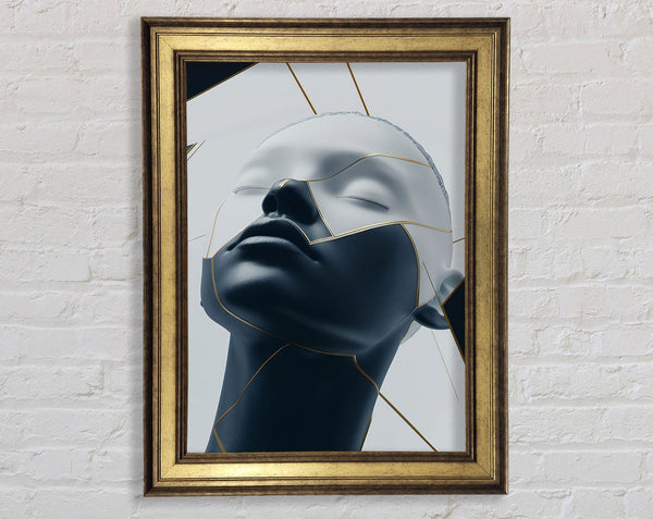 White And Gold Woman Modern Framed Print