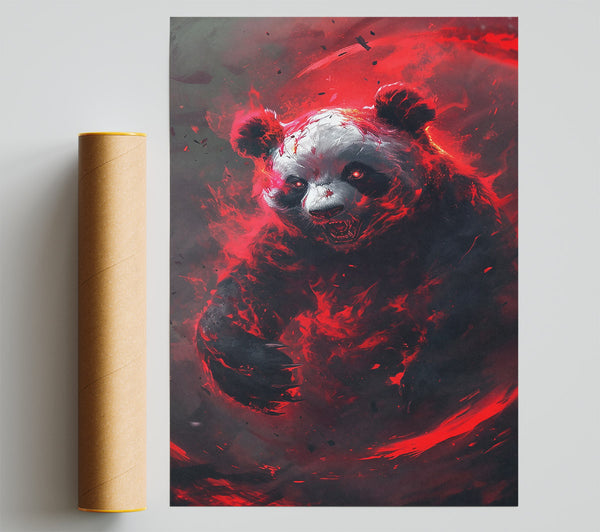 Crimson Fury Panda Print