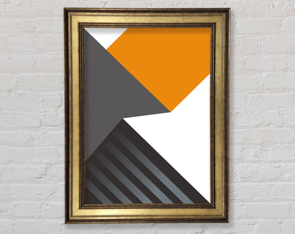 White And Grey Shapes Framed Print