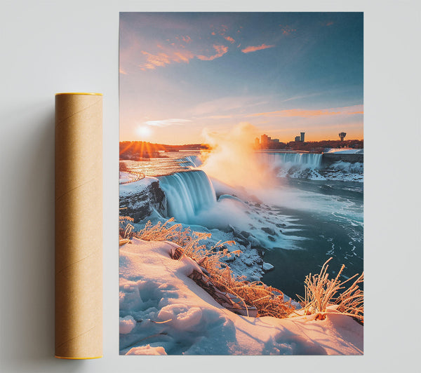 Golden Winter Falls Giclee Print