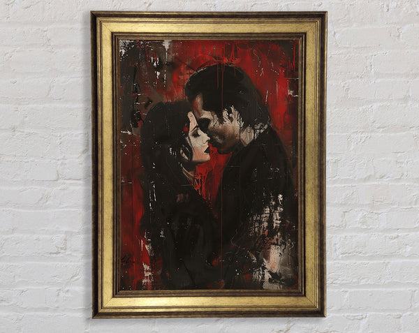 White And Red Romance Framed Print