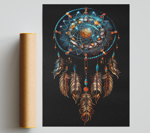 Azure Dreamcatcher Feathers Poster