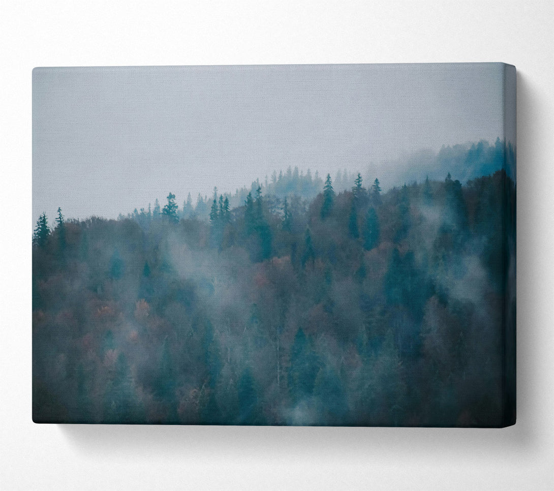  A Canvas Print of Blue Foggy Forest Canvas Wall Art