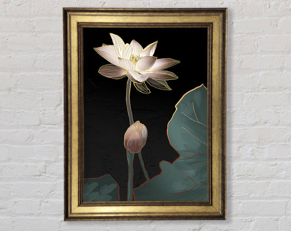 White And Turquoise Framed Print
