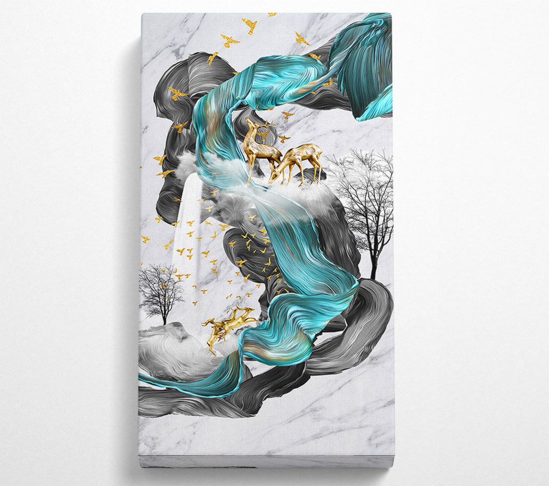  A Canvas Print of Black And Turquoise Swirls Canvas Print