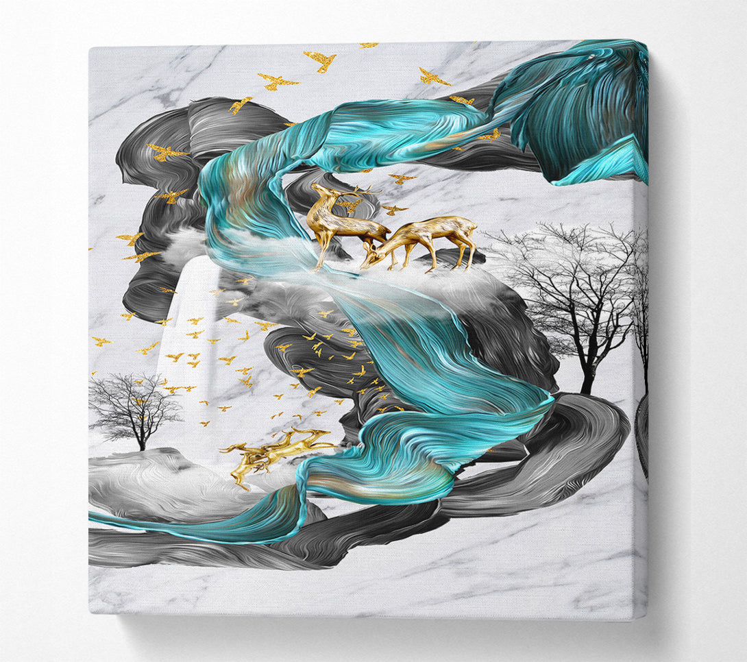  A Canvas Print of Black And Turquoise Swirls Canvas Print