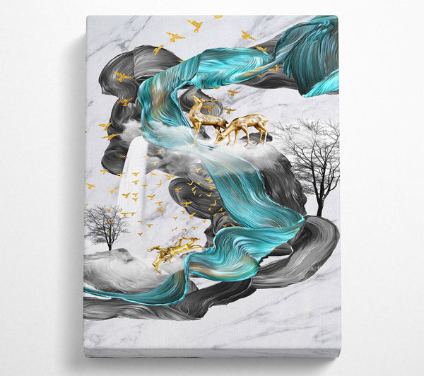  A Canvas Print of Black And Turquoise Swirls Canvas Print