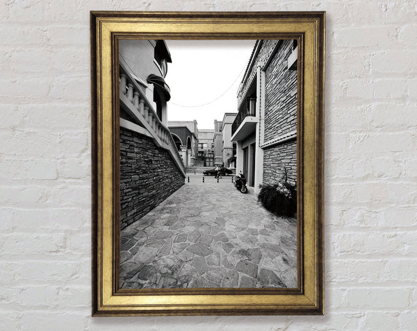 White And White City Scene Framed Print