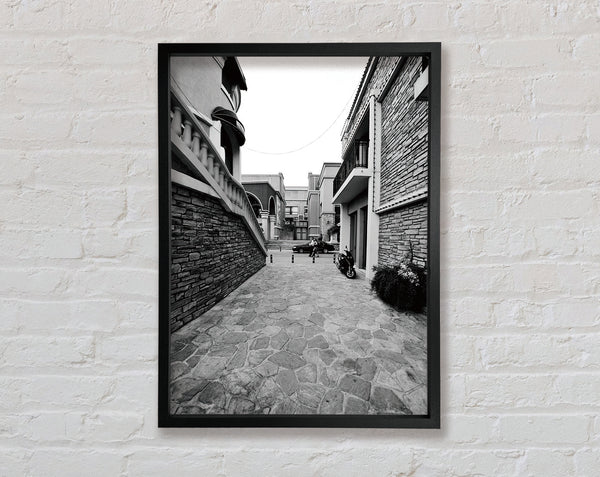 Black And White City Scene Framed Print