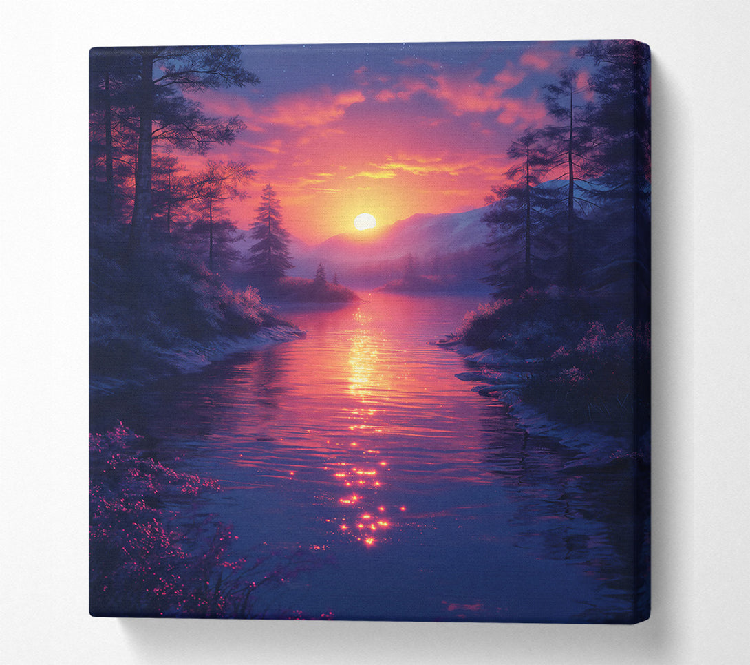  A Canvas Print of Crimson River'S Glow Canvas Wall Art