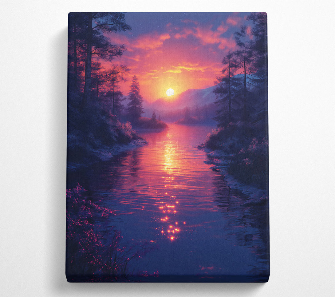  A Canvas Print of Crimson River'S Glow Canvas Wall Art