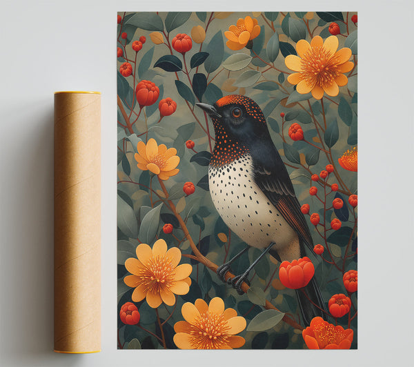 Orange Spotted Songbird Print