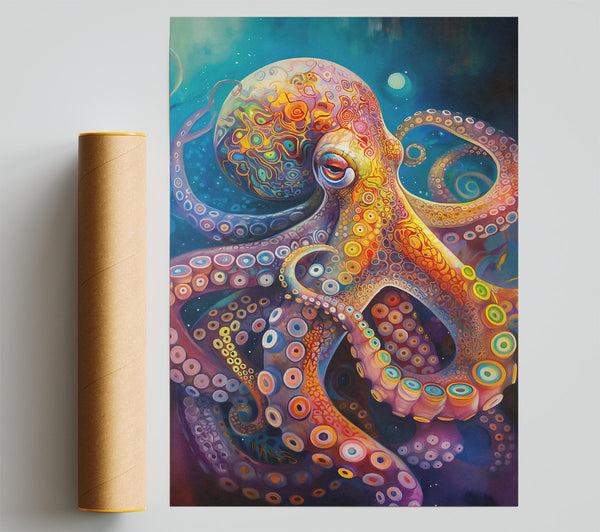 Purple Deep Sea Octopus Poster
