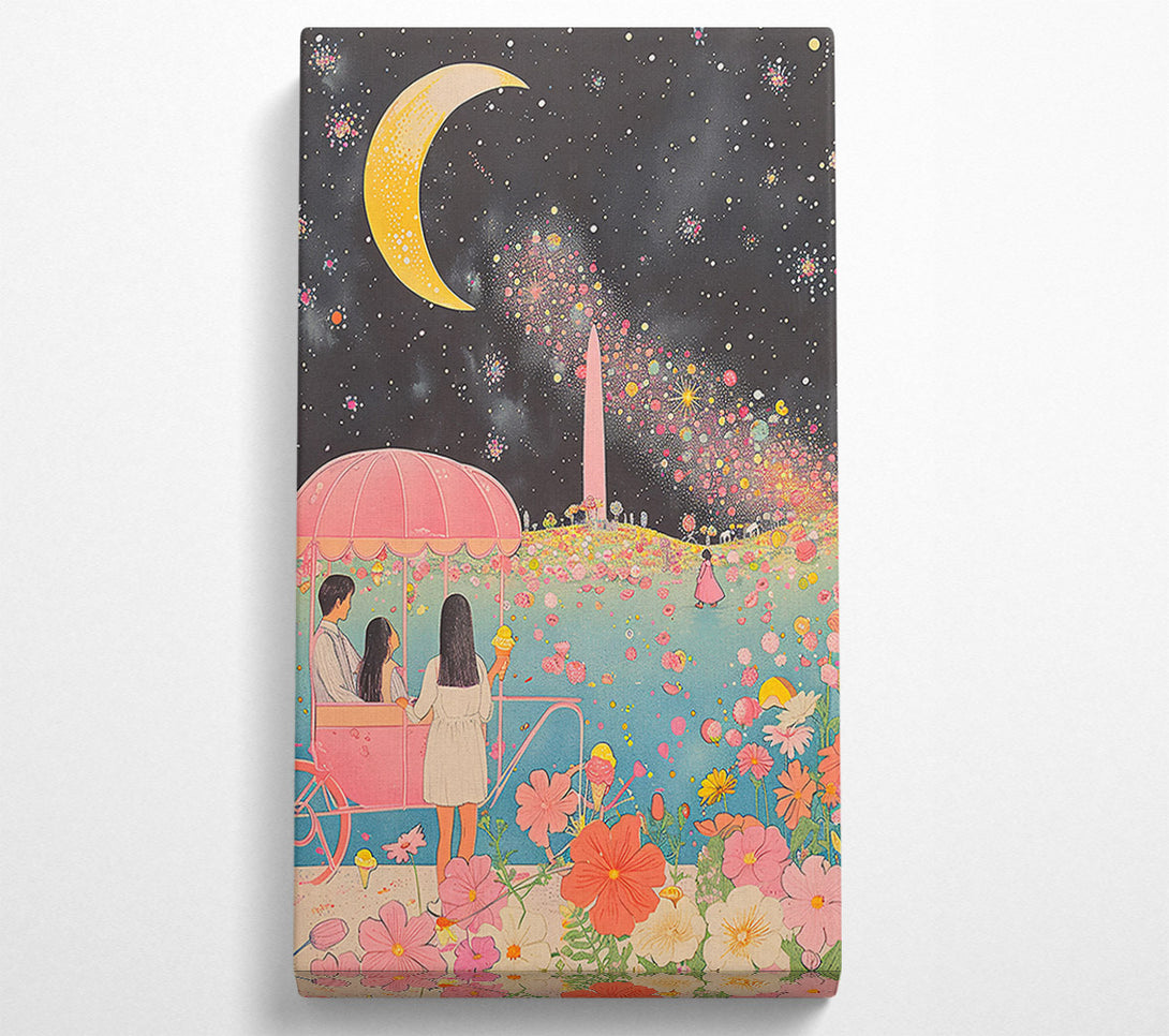  A Canvas Print of Pink Moon Fireworks Canvas Wall Art