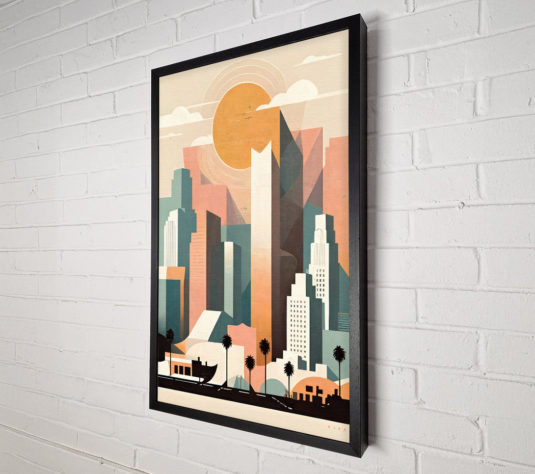  A Canvas Print of Sunset Cityscape In Peach Canvas Art