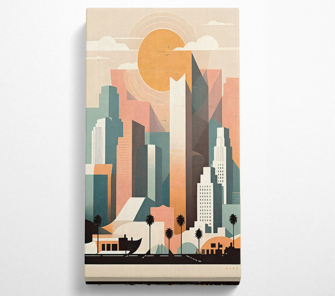  A Canvas Print of Sunset Cityscape In Peach Canvas Art