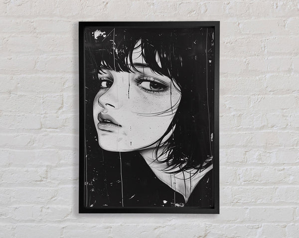 Black And White Face Girl Framed Print