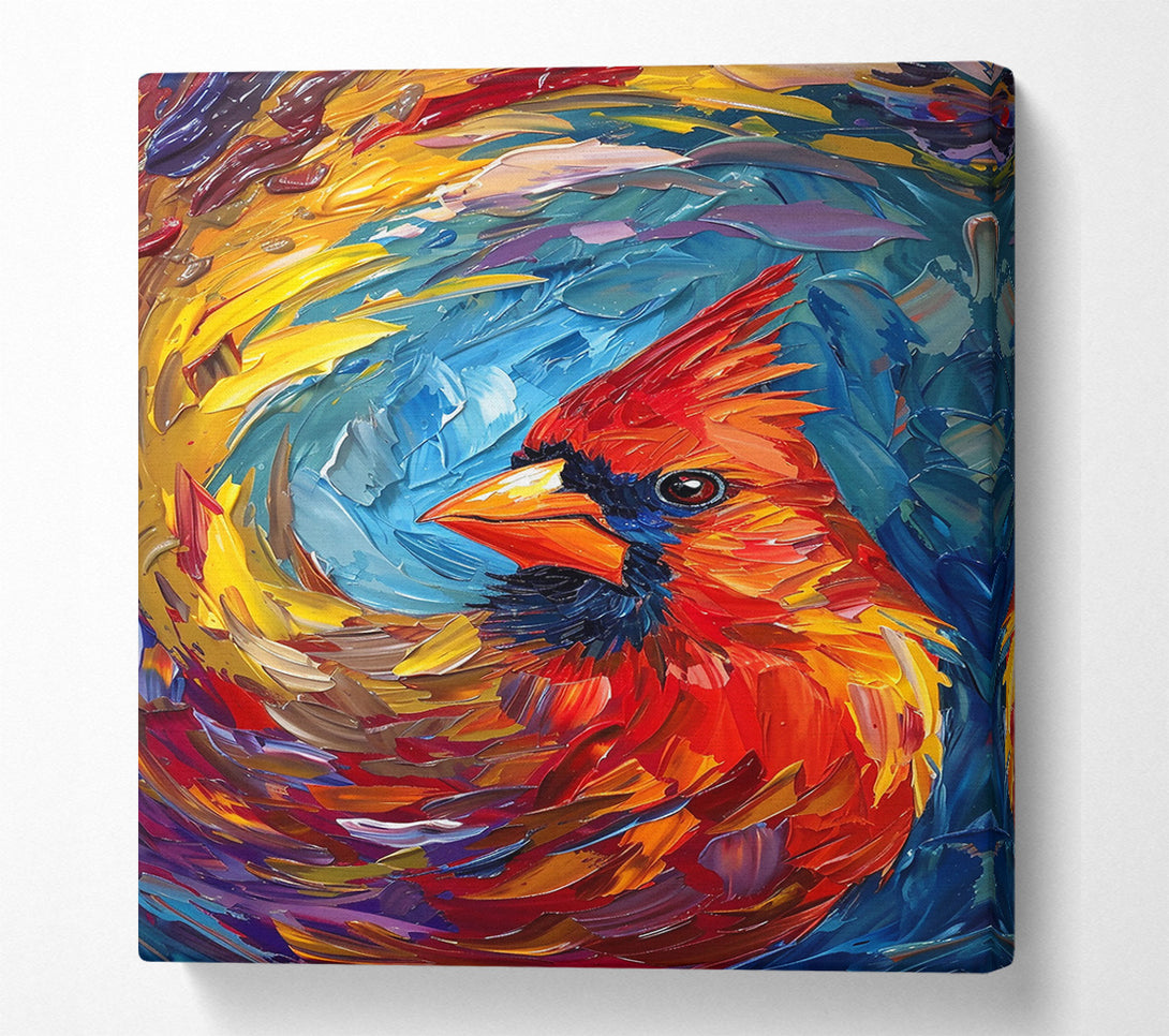  A Canvas Print of Crimson Cardinal Whirlwind Canvas Art