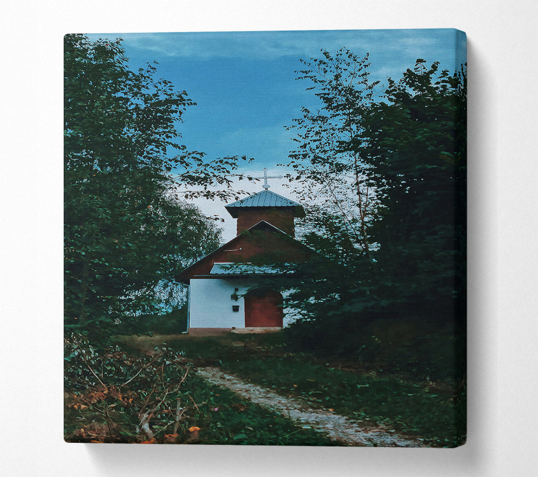  A Canvas Print of Blue Sky Chapel Canvas Wall Art