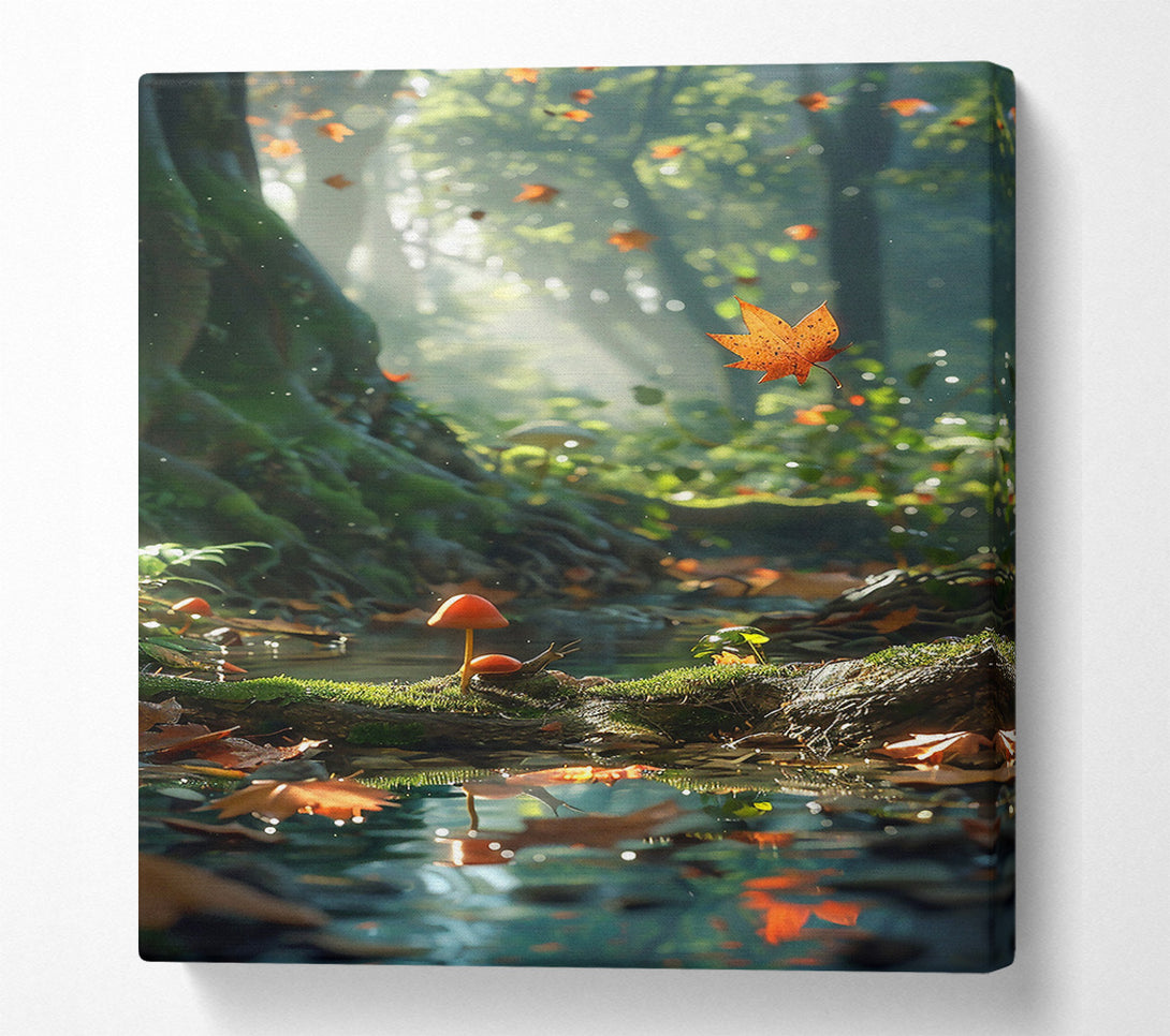  A Canvas Print of Orange Fall Stream Canvas Wall Art