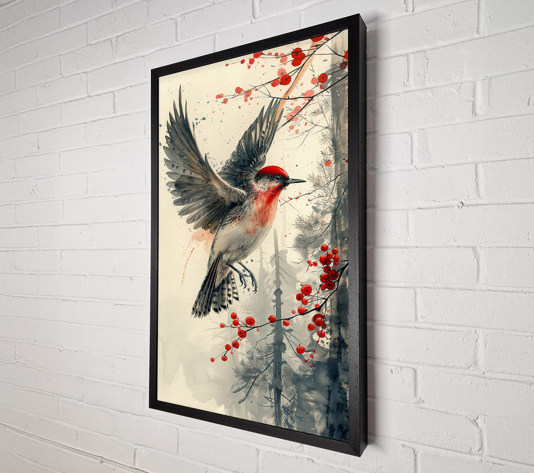 A Canvas Print of Crimson Flight Through Trees Canvas Print