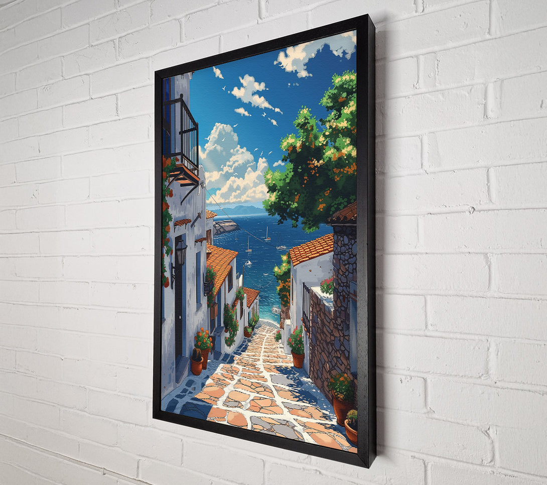  A Canvas Print of Blue Coastal Pathway Canvas Wall Art