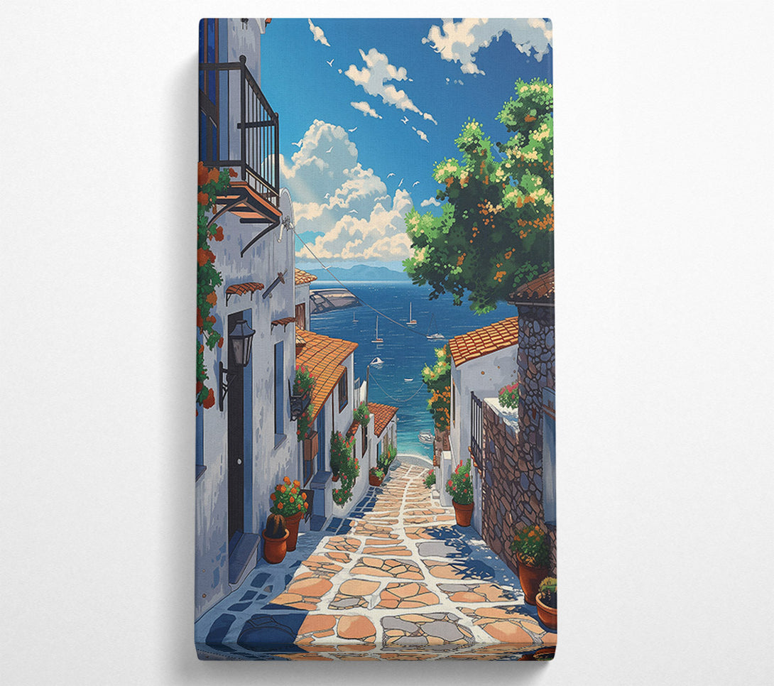  A Canvas Print of Blue Coastal Pathway Canvas Wall Art
