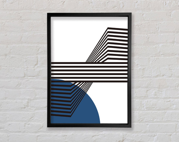 Black And White Lines With Blue Framed Print