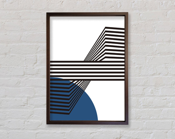 Walnut And Walnut Lines With Blue Framed Print