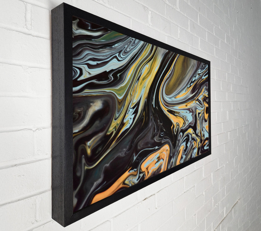  A Canvas Print of Golden Black Swirls Canvas Wall Art