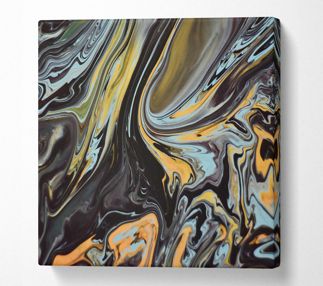  A Canvas Print of Golden Black Swirls Canvas Wall Art