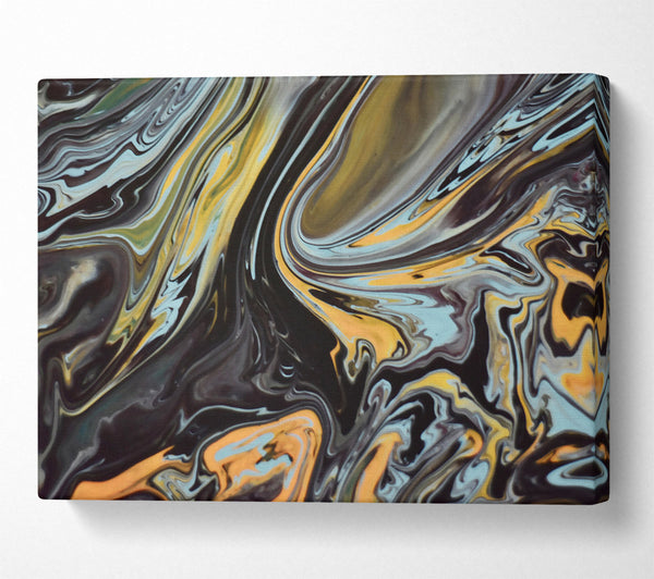  A Canvas Print of Golden Black Swirls Canvas Wall Art