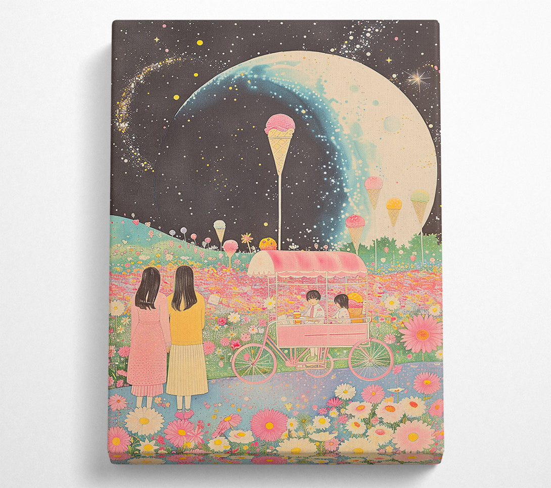  A Canvas Print of Pink Moon Ice Cream Canvas Wall Art