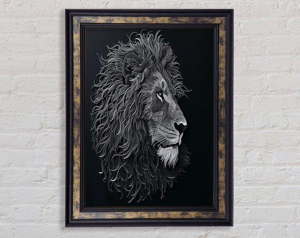 Walnut And Walnut Lion Lines Framed Print
