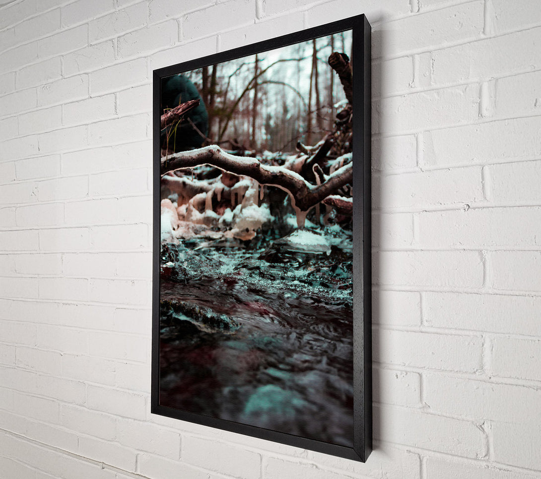  A Canvas Print of Teal Winter Stream Canvas Print