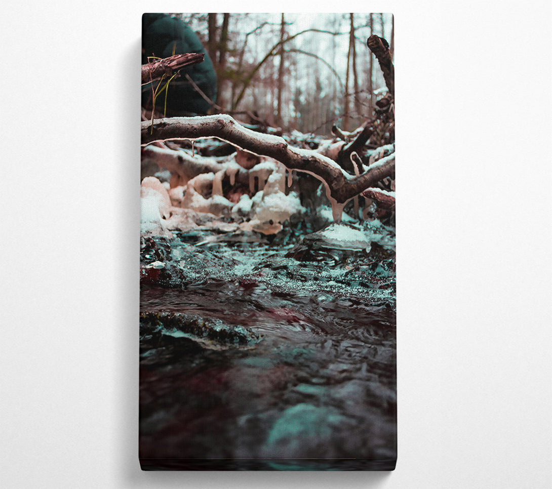  A Canvas Print of Teal Winter Stream Canvas Print