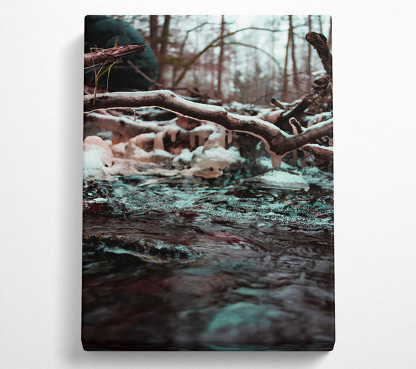  A Canvas Print of Teal Winter Stream Canvas Print