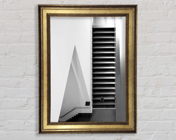 White And White Stairs Framed Print