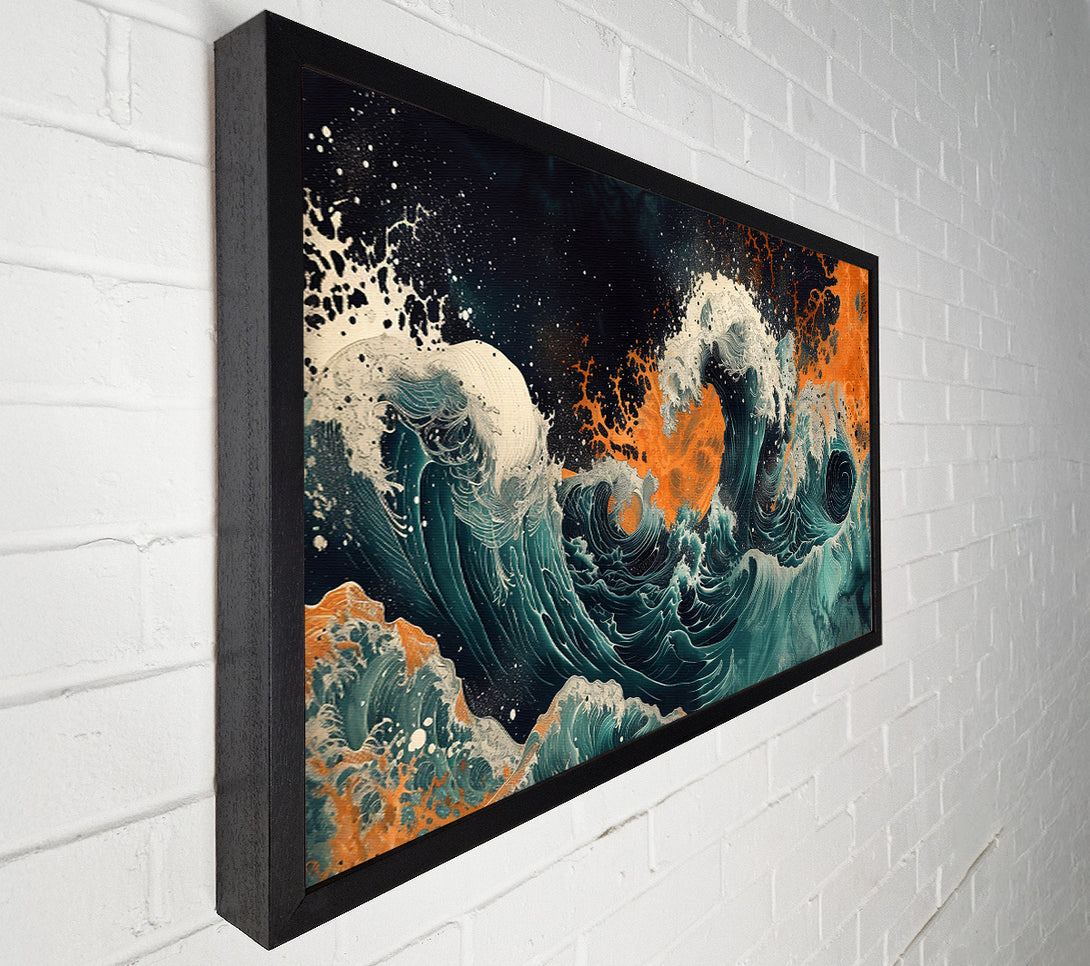  A Canvas Print of Orange Wave Crash Canvas Wall Art