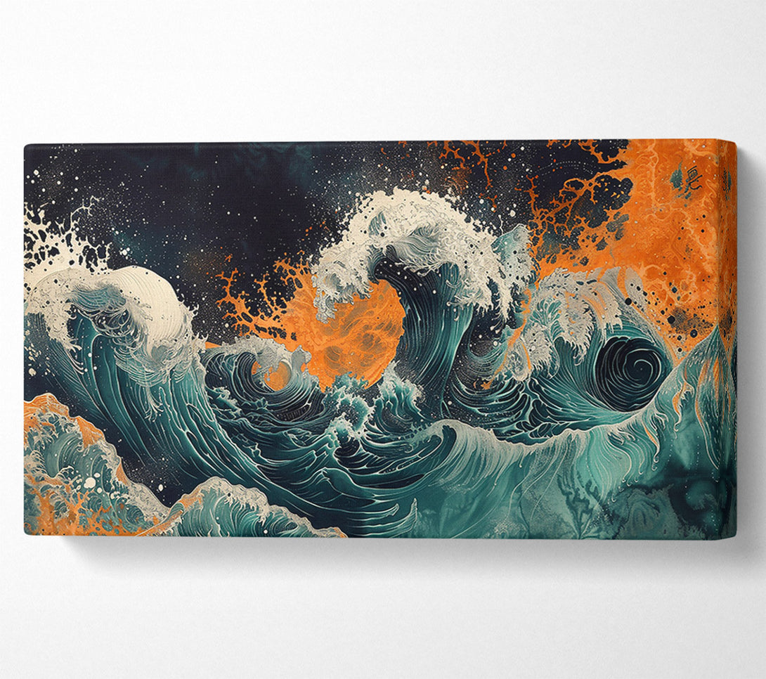  A Canvas Print of Orange Wave Crash Canvas Wall Art
