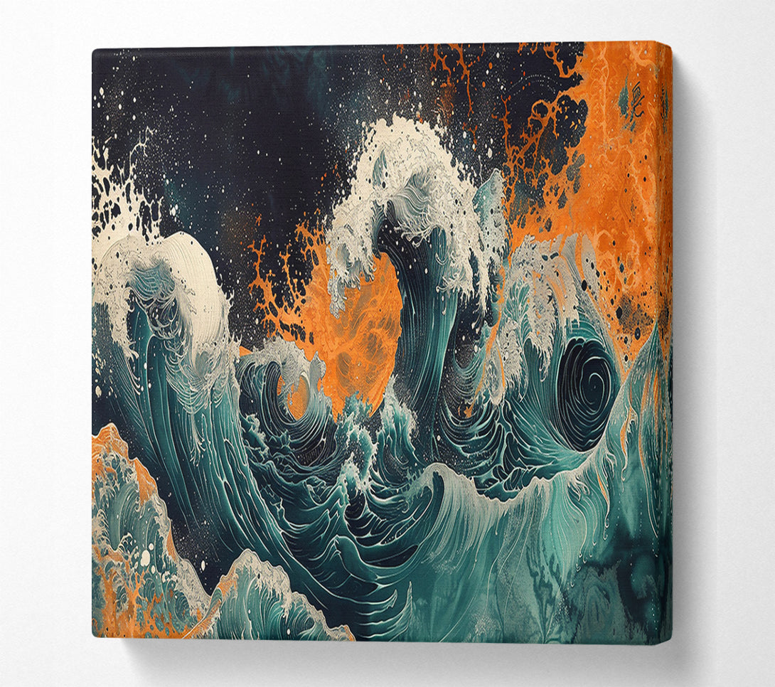  A Canvas Print of Orange Wave Crash Canvas Wall Art
